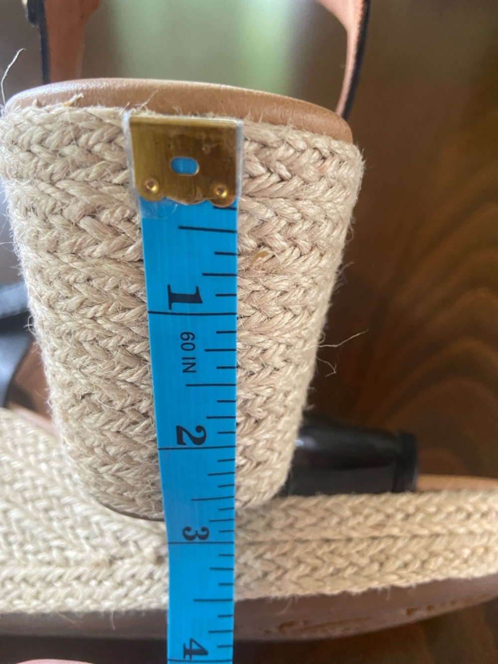 Sale! Rockport Lyla Espadrille Wedges, Black Leather/Tortoise Straps, size 7 - Picture 8 of 14